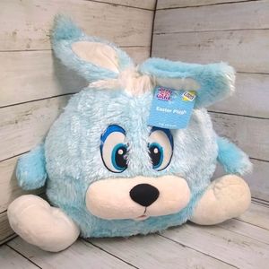 KellyToy 18"t Big Blue White Eyed Fluffy Easter Bunny Rabbit Plush